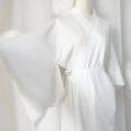 Traditional Japanese Kimono White Robe with Obi Belt Long Sleeves Yukata Lined for Spa Vacation Sleepwear Home Relaxation.