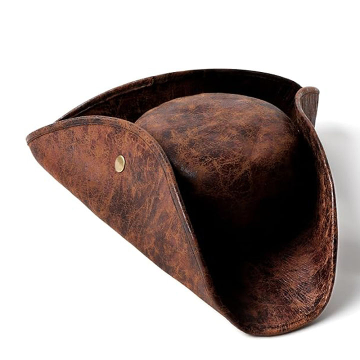 Faux%20Leather%20Pirate%20Hat%20-%20Brown%20Imitation%20of%20Old%20%20Colonial%20Style%20Tricorn%20,%20For%20Holiday%20Party%20Cosplay%20Halloween%20-%20Image%202