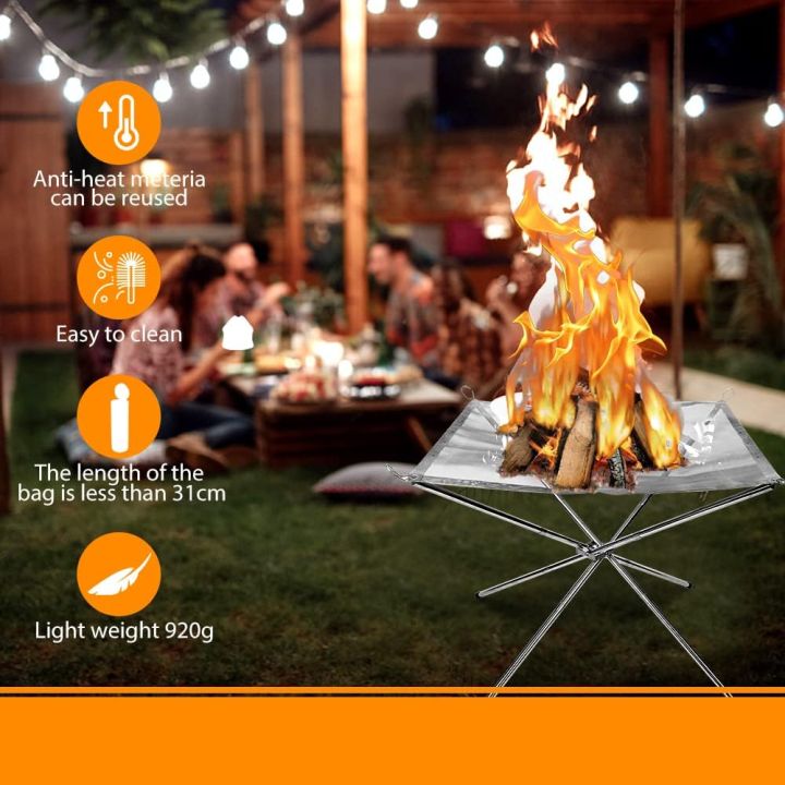 Bonefire Rack Outdoor BBQ Bonfire Rack Portable Camping Fire Pit Grill Stainless ...