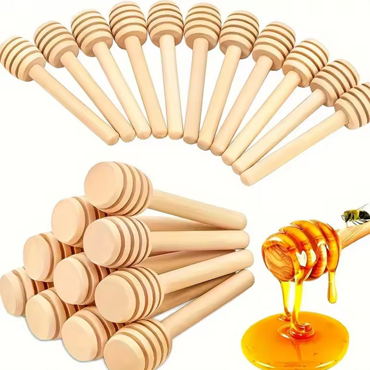 10/20/40Pcs Wooden Honey Dipper 8cm Honey Stirrers Jam Stir Sticks for Honey Jar Dispense Drizzle Honey Christmas