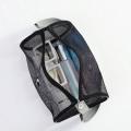 New women's mesh single shoulder bag large capacity cylindrical handbag daily makeup storage bag.