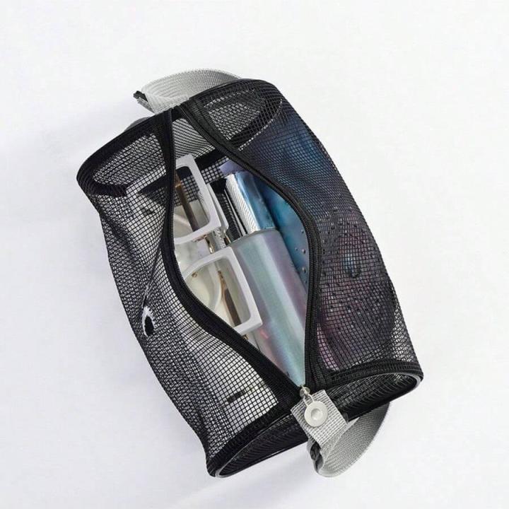New%20women's%20mesh%20single%20shoulder%20bag%20large%20capacity%20cylindrical%20handbag%20daily%20makeup%20storage%20bag%20-%20Image%205