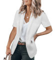 Summer women's temperament, fashionable and loose fitting small suit, European and American solid color suit collar, short sleev.