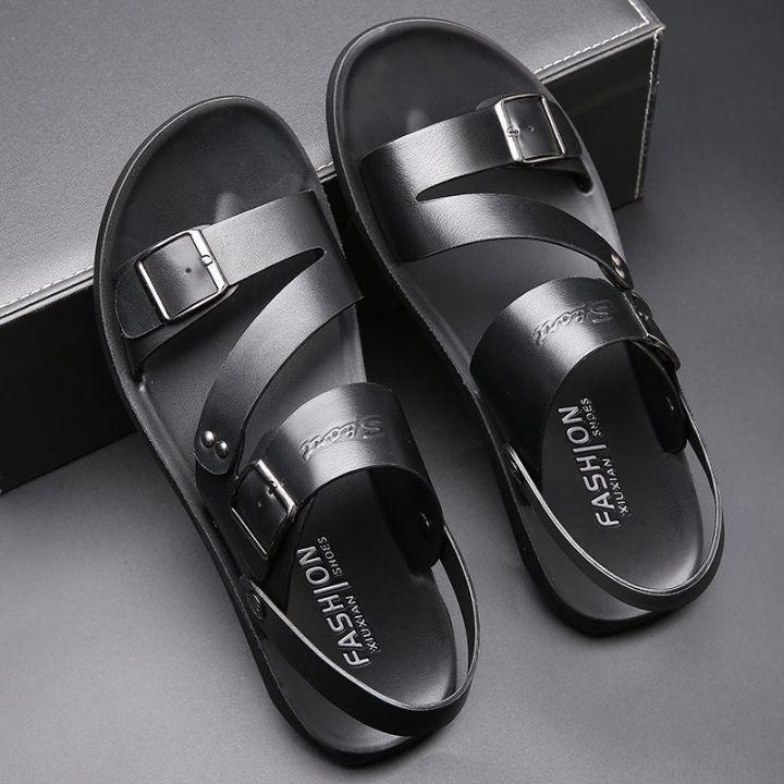 Summer New Shoes for Men Fashion Genuine Leather Sandals  Casual Slipper Man Cool Beach Shoes