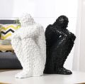 Set Of two Black & White Thinking statue Silent Philosopher Decorative Sag| The Solitary Scholar Thoughtful Shelf Sculpture Decoration Piece for Office, Library, Room. 