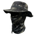 Camo Wide Brim Boonie Bucket Hat with Balaclava Face Mask UV Protection Sun Hat Fishing Bucket Hat for Hunting Hiking.