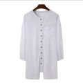 New Men Pajamas Jumpsuit Solid Color Tight O Neck Long Sleeve T Shirt and Shorts One-piece Button-down Breathable Home Wear.