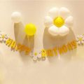 New Baby Shower Daisy Happy Birthday Banner White Flower Birthday Sign Garland Decoration Happy Daisy Flag Yellow Flower Party.