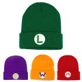 Anime Odyssey Hat Cosplay Super Luigi Brothers Letter Embroidery Knitted Hat Unisex Autumn And Winter Warm Hat.