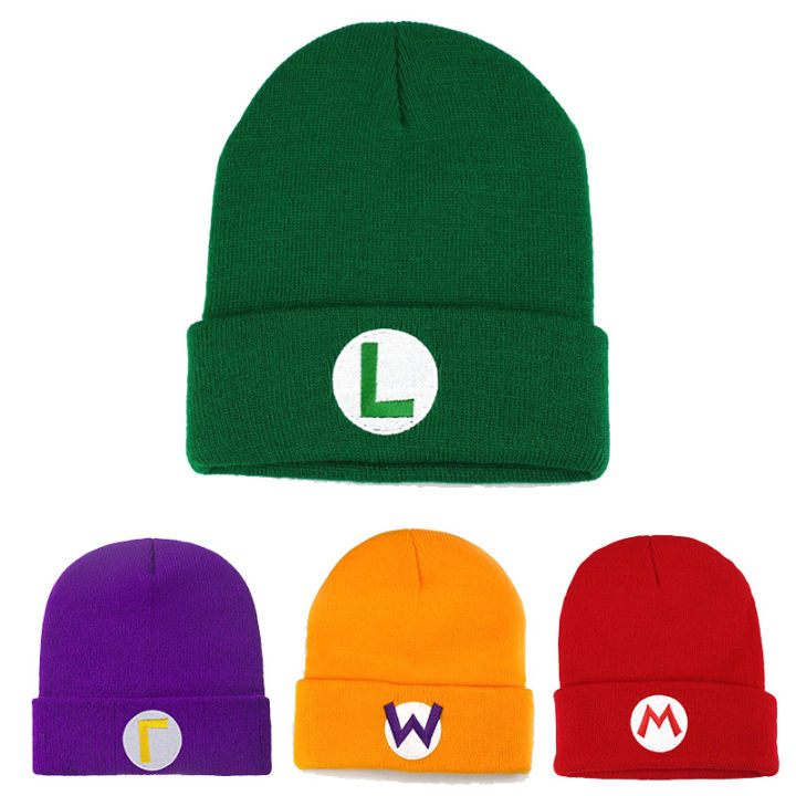 Anime Odyssey Hat Cosplay Super Luigi Brothers Letter Embroidery Knitted Hat Unisex Autumn And Winter Warm Hat