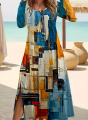 Fashion Elegant Women Dress Loose Casual Dress Women Printed Dress New Temperament. 