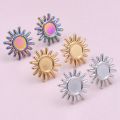 5 Pairs Charm Metal Stainless Steel Golden Earring Oval Moon Cross Lava Loving Blank Base Earrings Diy Making Jewelry Supplies. 