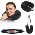 Travel Neck Pillow with Fillable Clothing U-Shaped Pillowcase, Extra Storage Bag, Velvet Neck Pillow Cover for Airplane Travel. 