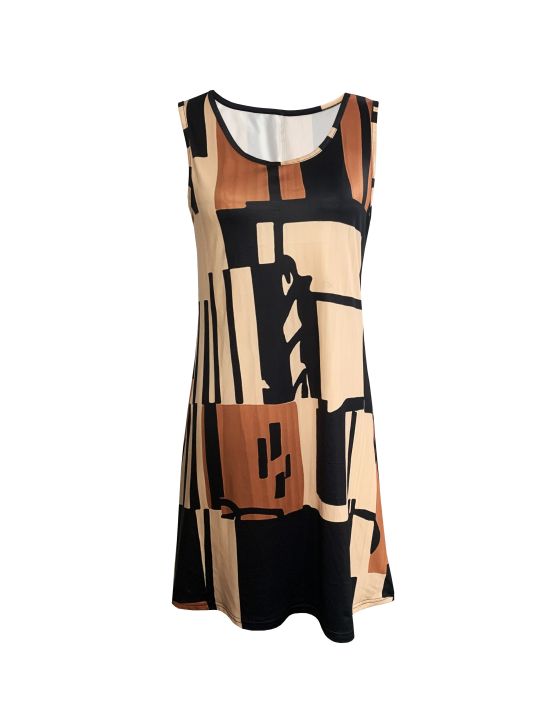 Spring&Summer%20Women's%20Geometric%20Pattern%20Sleeveless%20Dress%20For%20Summer%20Vacation,dresses%20for%20women%20summer%EF%BC%8CWomen%20Bohemia%20Midi%20Dresses%20-%20Image%203
