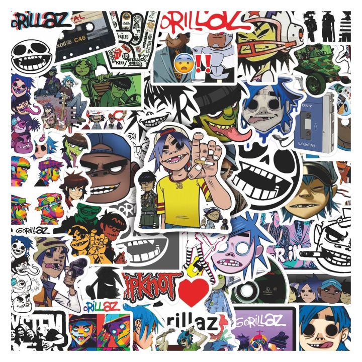 50PCS Gorillaz Stickers Decals For Phone Laptop Suitcase Notebook Skateboard Waterproof Stickers