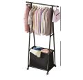 Clothes Rack stand and laundry basket shelf clothes cupboard organizer foyer swivel hanger with wheel dirty storage basket. 