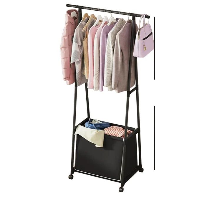 Clothes%20Rack%20stand%20and%20laundry%20basket%20shelf%20clothes%20cupboard%20organizer%20foyer%20swivel%20hanger%20with%20wheel%20dirty%20storage%20basket%20-%20Image%204