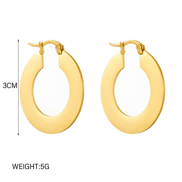 DIEYURO%20316L%20Stainless%20Steel%20Gold%20Color%20Circle%20Hoop%20Earrings%20For%20Women%20Girl%20Fashion%20Ear%20Buckle%20Non-fading%20Jewelry%20%20Party%20-%20Image%202
