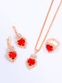 5pcs Fashion Trend Love Diamond Set Women's Red Belt Quartz Watch+Pendant Necklace+Earrings+Ring Combination Set, Gift Set. 