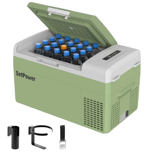 Setpower FC20 12 Volt Cooler Fridge Small Electric Cooler For Car | 21Qt Green
