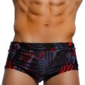 Men Swimwear Brazilian Traditional Cut Swimsuits Swim Bikini Surf Boxer Briefs Board Shorts Trunks Black and Red Sunga.