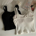 Women's Y2K Cropped Tops with Bra Pads Summer Corset Korean Suspenders Vest Sexy Camisole Slim New. 