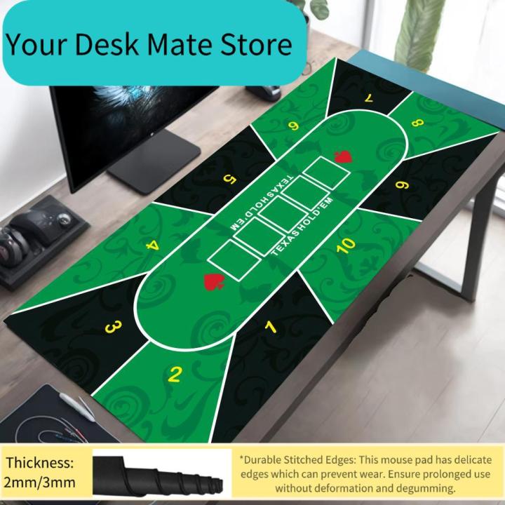 Texas Hold'em Poker Table Desk Mat Non-Slip  Base Washable Cloth Surface Large Mouse Pad