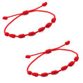 2 Pieces Red String Handmade Bracelets Black Cord Bracelet Adjustable Kabbalah Red Knot String Bracelet Amulet for Protection.