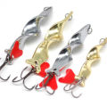 BRAVMACK 1PC Trolling Spinning Spiral Long Cast Spoons Fishing Lure Spinner   Screw Rotation Metal Jigbait Red Hear Sequins. 