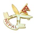 Nepal Flag With Khukuri Cross Brooch Badge ( Pack Of 3 ). 