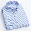 M-5XL Men's Casual Shirts with Classic Black and White Striped Design Plus Sizes Long Sleeve Shirts for Casual Social Settings. 