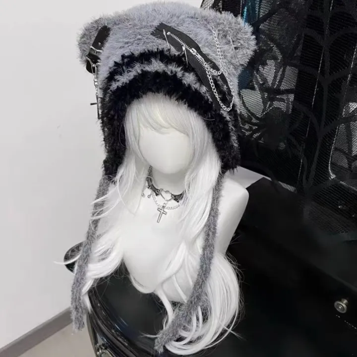 Women%E2%80%99s%20Gothic%20Harajuku%20Punk%20Lolita%20Y2K%20Spicy%20Girls%20Original%20Subculture%20Bear%20Hat%20Cute%20Little%20Bone%20Cross%20Star%20Wings%20Wool%20Hats%20-%20Image%202