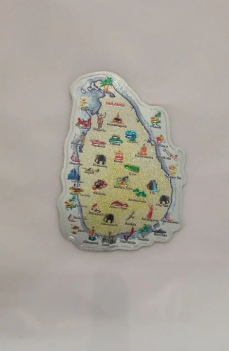 Fridge Magnet Lanka shape and metallic finish