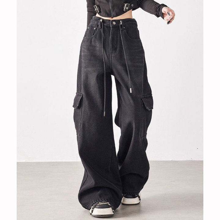 Girls%20Baggy%20Thin%20Wide%20Leg%20Cargo%20Jeans%20High%20Street%20Retro%20Female%20High%20Waist%20Pants%20Lady%20Casual%20Fashion%20Solid%20Denim%20Trousers%20-%20Image%203