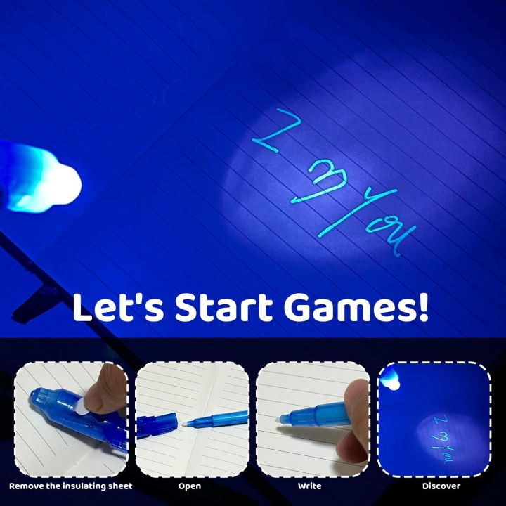 32 Pack Invisible Ink Pens with UV Light,8 Colors Glow ,Secret Message ...