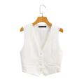 Zevity Women Fashion V Neck Single Breasted Short Vest Office Lady Sleeveless Chic White Suit Business Slim Waistcoat Tops CT556. 