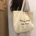 Women's Shoulder Bag Casual Female Capacity Tote Bags Large Shopper Canvas Letter Fashion Harajuku Zipper Print Canvas Handbags. 