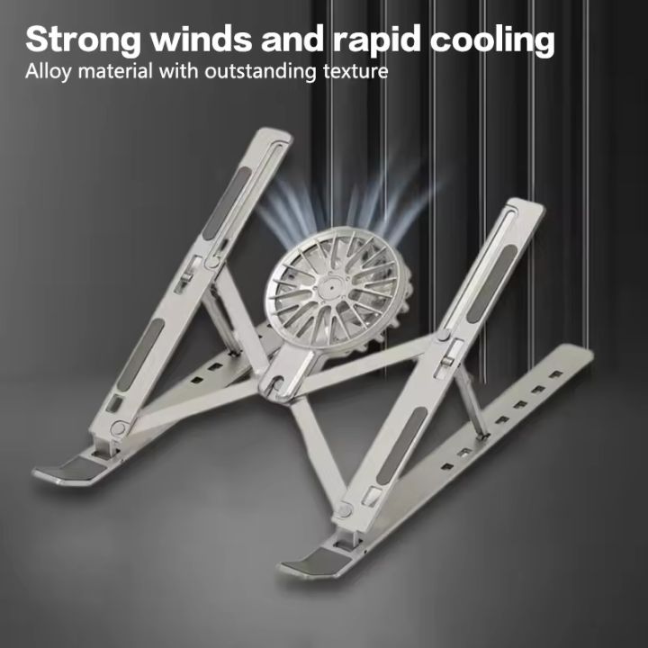 Adjustable%20Laptop%20Cooling%20Stand%20with%20Fan,%20Foldable%20Portable%207-Level%20Height%20Adjustment,%20Aluminum%20Alloy%20Material,%20-%20Image%204