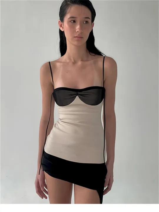 Nibber%20Patchwork%20Panelled%20Women%20Mini%20Dress%20Concise%20Tassel%20Wrapped%20Chest%20Irregular%20Backless%20Super-Short%20Vestido%20Trend%20Streetwear%20-%20Image%202