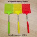 Telescopic Fly Swatter Stainless Steel Metal Steel Fly Mosquito Swatter with Plastic Square Head and Long Handle. 