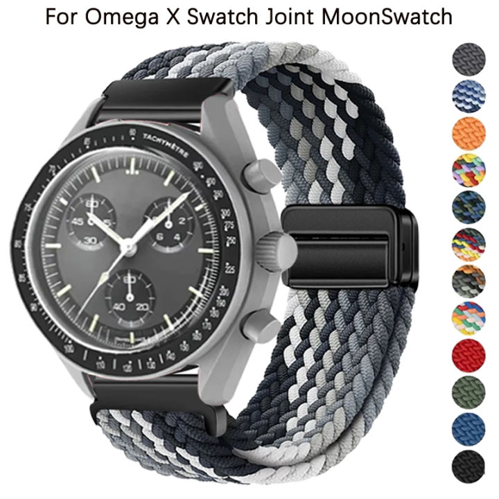 Silicone Magnetic Buckle 20mm Strap For Omega X Swatch Joint MoonSwatch Braided Solo Loop Band For MoonSwatch Wristband Correa