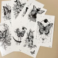 10pcs Black Flower Butterfly Moon Pattern Tattoo Stickers For Hand And Body Makeup Waterproof Temporary Tattoos For Women. 