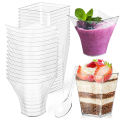 60/100ml Disposable Plastic Dessert Cup Transparent Fruit Ice Cream Mousse Smoothie Pudding Cup for Home Birthday Party Supplied.