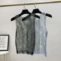 Y2k Hot Girl Vest Summer New Style Bright Hollow Hot Diamond Bling Top Super Fairy Thin Net Shirt Women's Trend. 