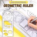 Multifunctional Geometry Ruler, Math Drawing Ruler, Geometric Drawing Template, Measuring Tool, Transparent Plastic, for Student, School.