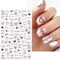 2pcs Heart Love Design 3D Nail Art Stickers English Letter Cool Girl Face Sliders Valentine Day Manicure. 