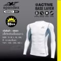 Spandex ns001 long sleeve muscle shirt White/Grey stitch XL. 