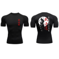Japan Samurai Spirit Short Sleeve Compression Shirts for Men Summer Athletic Quick Dry T-shirts Gym Workout Running Tees RL00229.