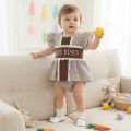 Summer Easter Infant Baby Girl Bodysuit Fly Sleeve Letter Embroidery Lace Playsuit Casual Clothes. 