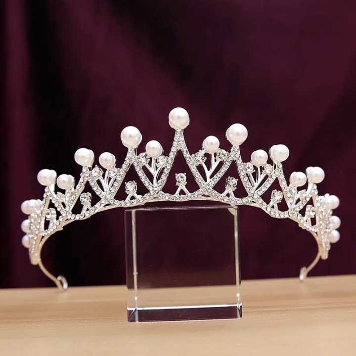 Wedding Crown Hair Jewelry Bridal Hair Accessories Women Baroque Pearl Crown Rhinestones Crystal Tiaras Bride Queen Party Crowns Gift